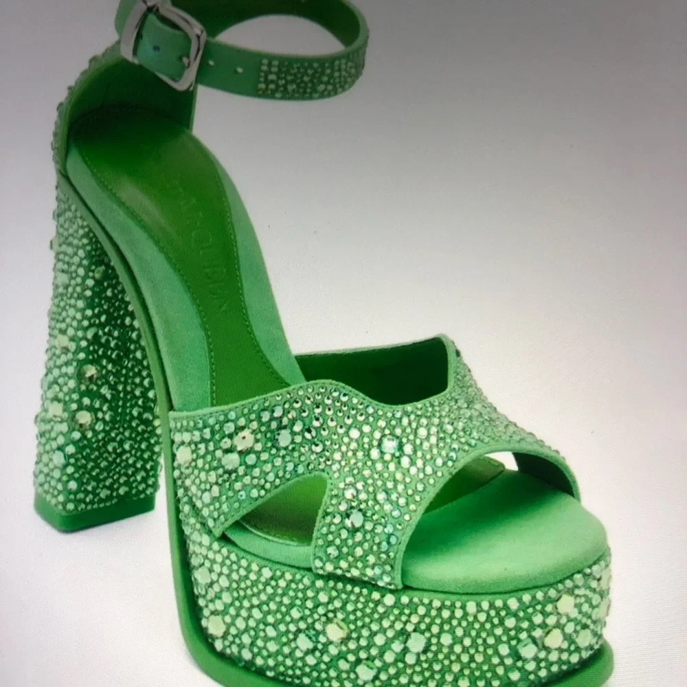 Alexander McQueen Crystal Platform sandals 135mm ! Stunning jade green !! - Picture 4 of 11